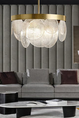 Gold Glass Disc Chandelier Hanging Pendant Light