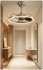 Brushed Nickel Ring Ceiling Fan Light Modern LED Chandelier