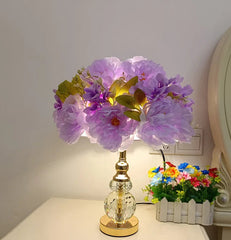 Gold Crystal Floral Table Lamp with Crystal Base