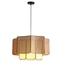 Rattan Woven Tiered Pendant Light Bohemian Style