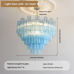 Tiered Glass Rod Chandelier with Chrome Finish and Frosted Tubes