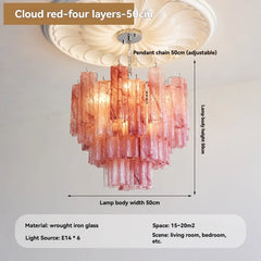 Tiered Glass Rod Chandelier with Chrome Finish and Frosted Tubes