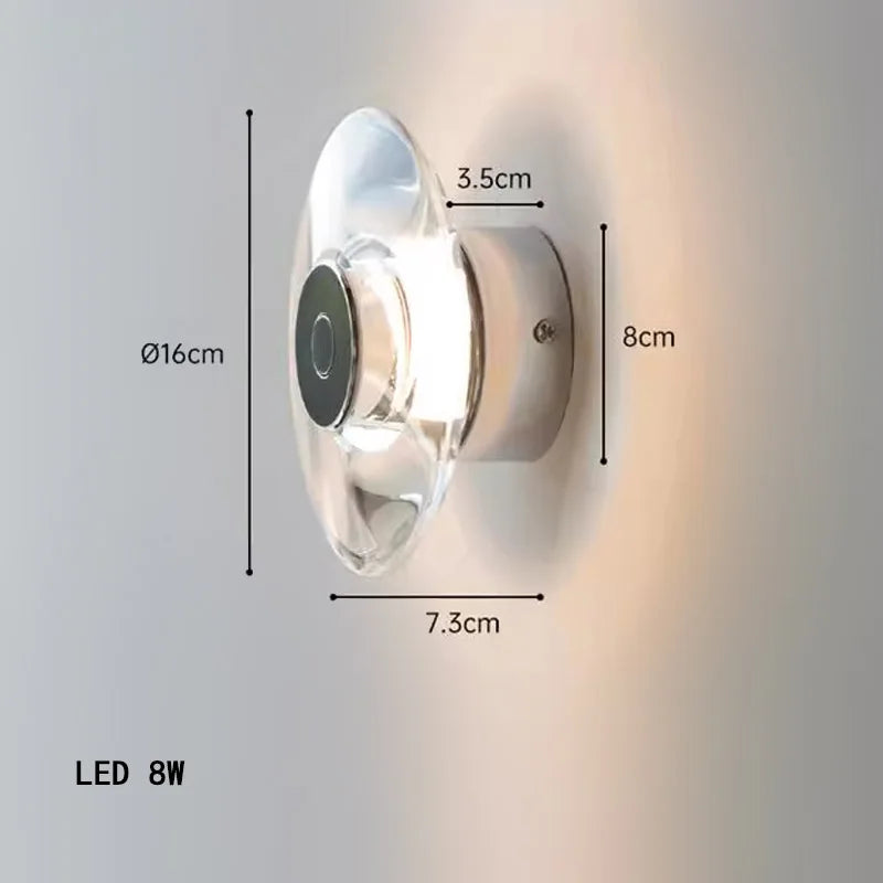 Wall-mounted light fixture with dimensions labeled on a gray background