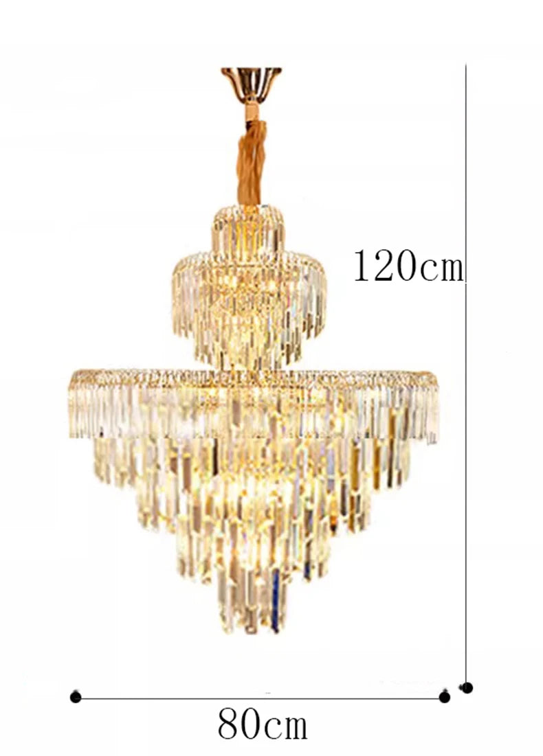 Chandelier with dimensions labeled on a white background