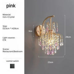 Gold Crystal Wall Sconce Cascading Teardrop Light