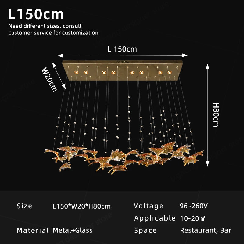 Chandelier dimensions and specifications on a black background