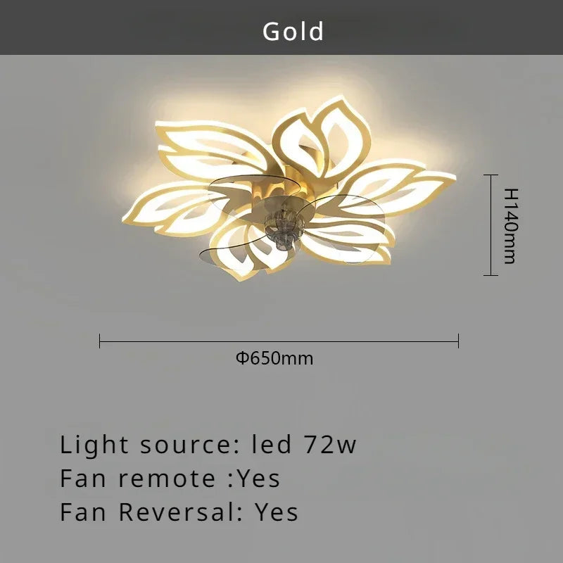 Ceiling light fixture with gold leaf design on a gray background, showing dimensions and specifications.