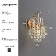 Gold Crystal Wall Sconce Cascading Teardrop Light
