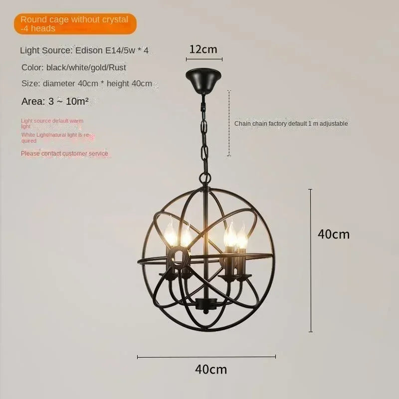Chandelier with dimensions and specifications on a light gray background