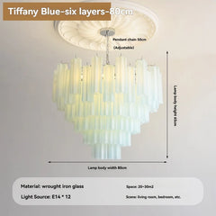 Tiered Glass Rod Chandelier with Chrome Finish and Frosted Tubes