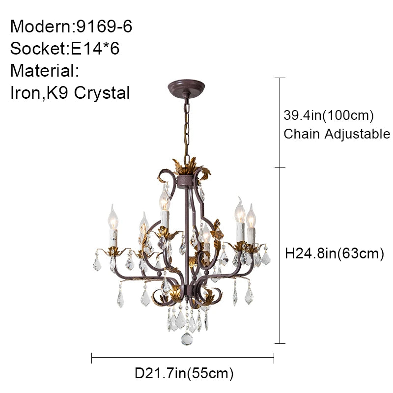 Chandelier with dimensions and specifications on a white background