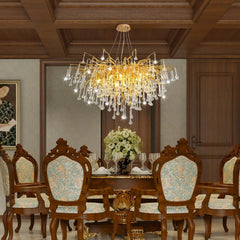 Modern Branch Crystal Chandelier with Teardrop Accents