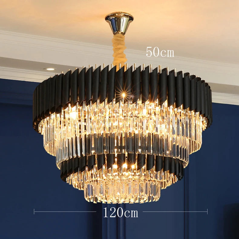 Chandelier with dimensions on a blue wall background