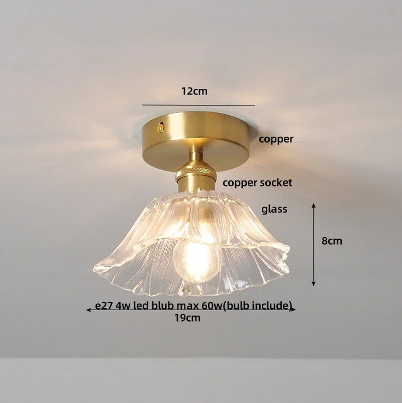 Ceiling light fixture with measurements on a gray background