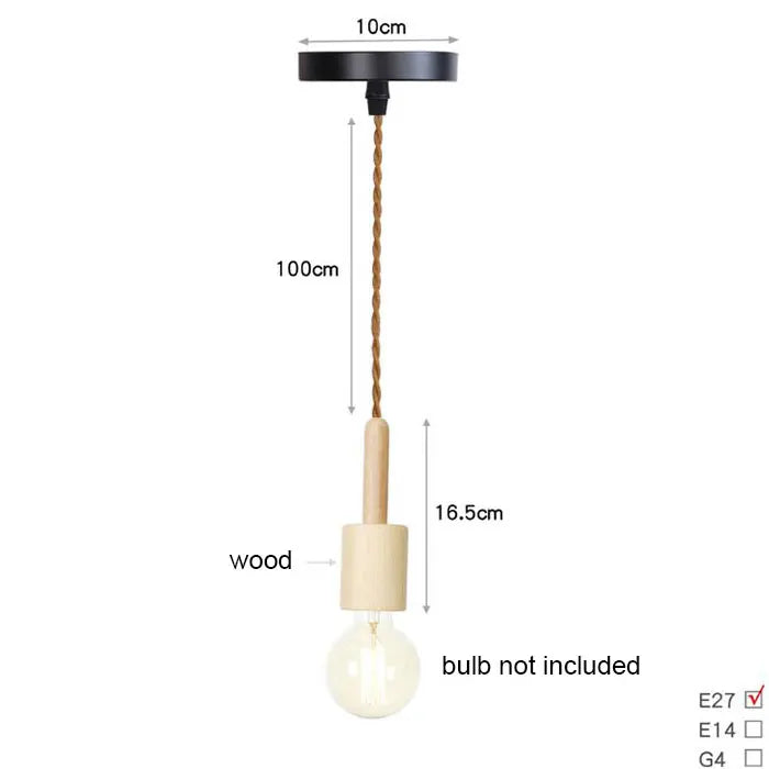 Pendant light with dimensions labeled on a white background