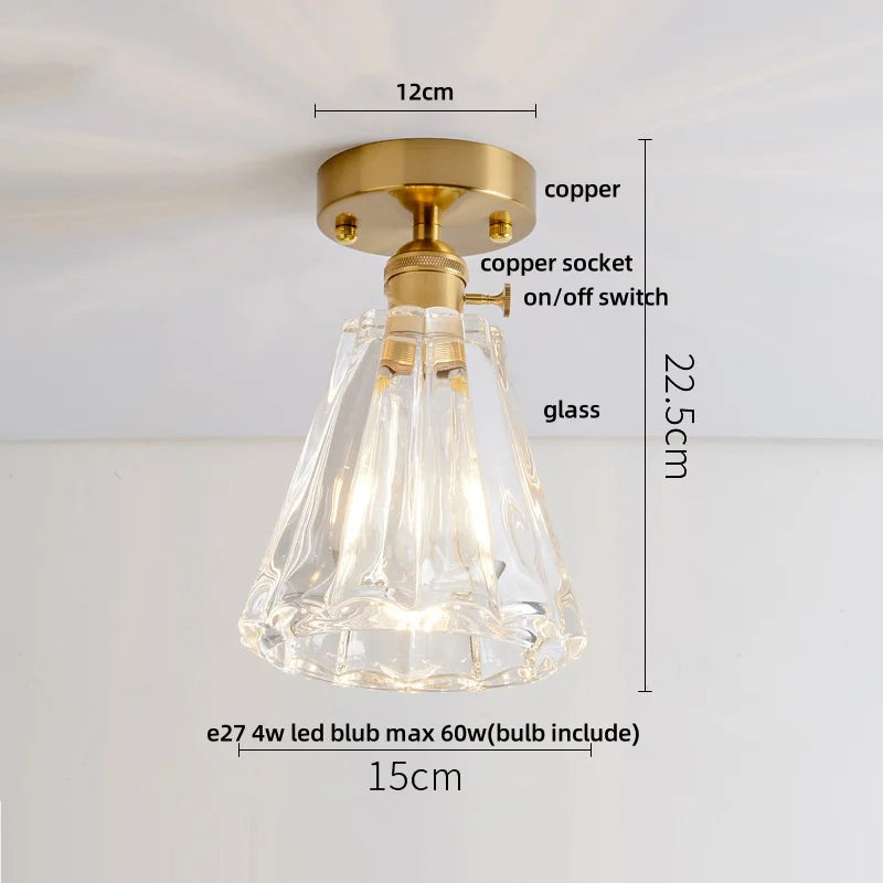 Ceiling light fixture with dimensions labeled on a white background