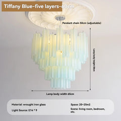 Tiered Glass Rod Chandelier with Chrome Finish and Frosted Tubes