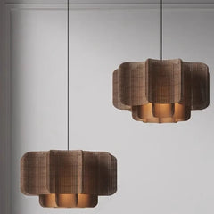 Rattan Woven Tiered Pendant Light Bohemian Style