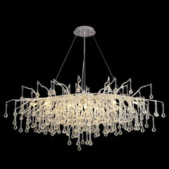 Modern Branch Crystal Chandelier with Teardrop Accents
