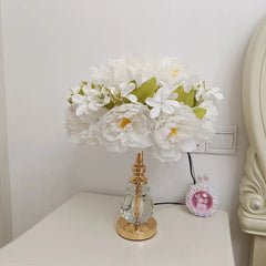 Gold Crystal Floral Table Lamp with Crystal Base