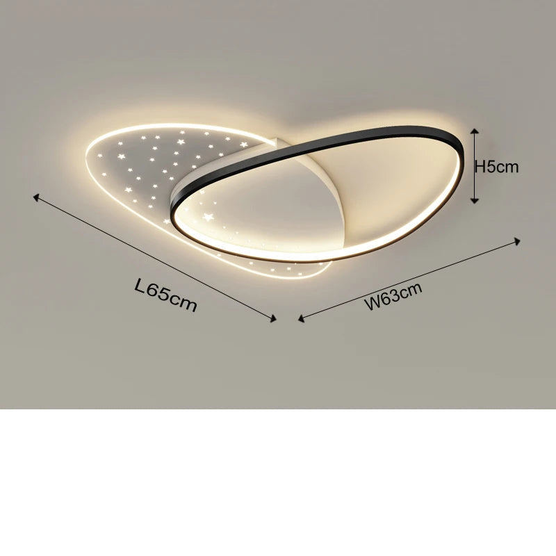 Ceiling light fixture with dimensions and power rating on a gray background