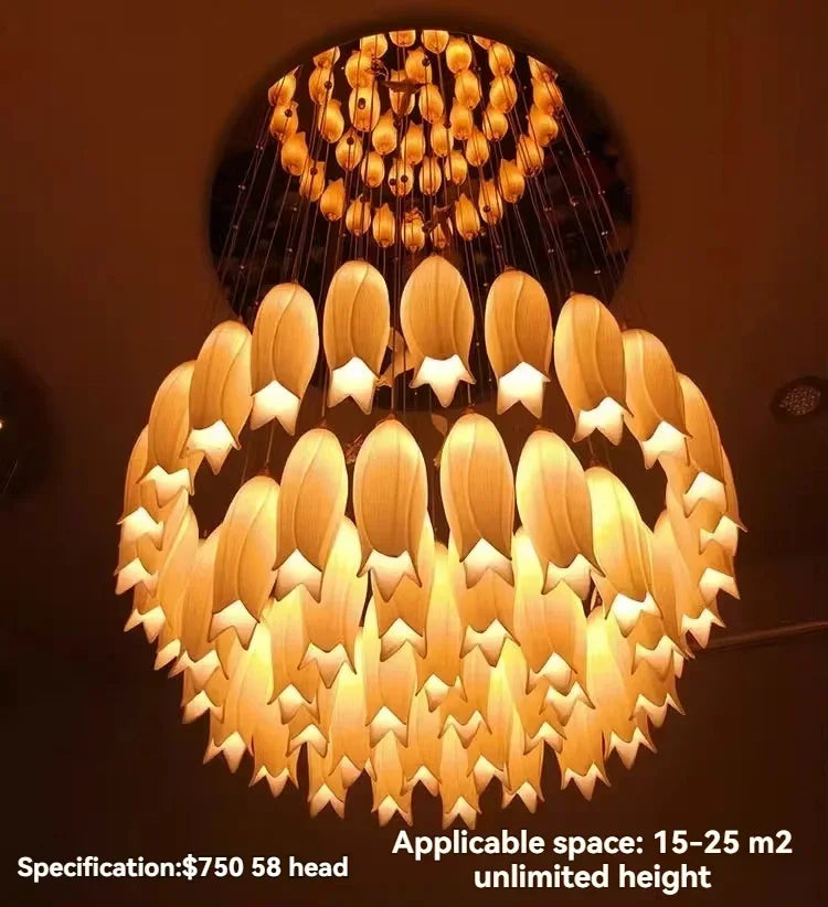 Chandelier with warm lighting on a dark background