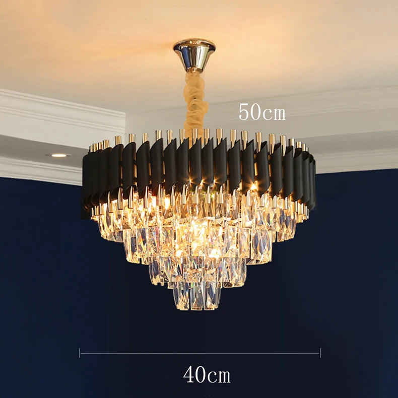 Chandelier with dimensions labeled on a plain background