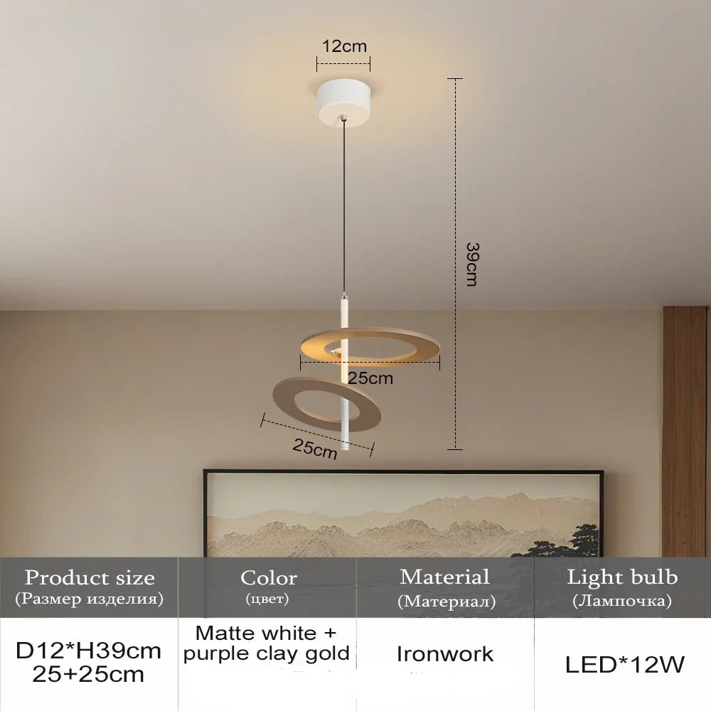 Ceiling light fixture with measurements and product details on a neutral background