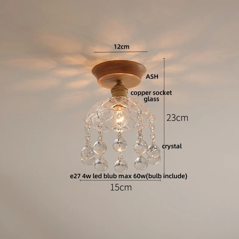 Ceiling light fixture with measurements on a neutral background