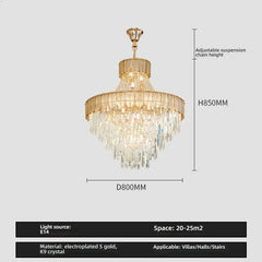 Gold Tiered Crystal Cascading Pendant Light with Blue Accents