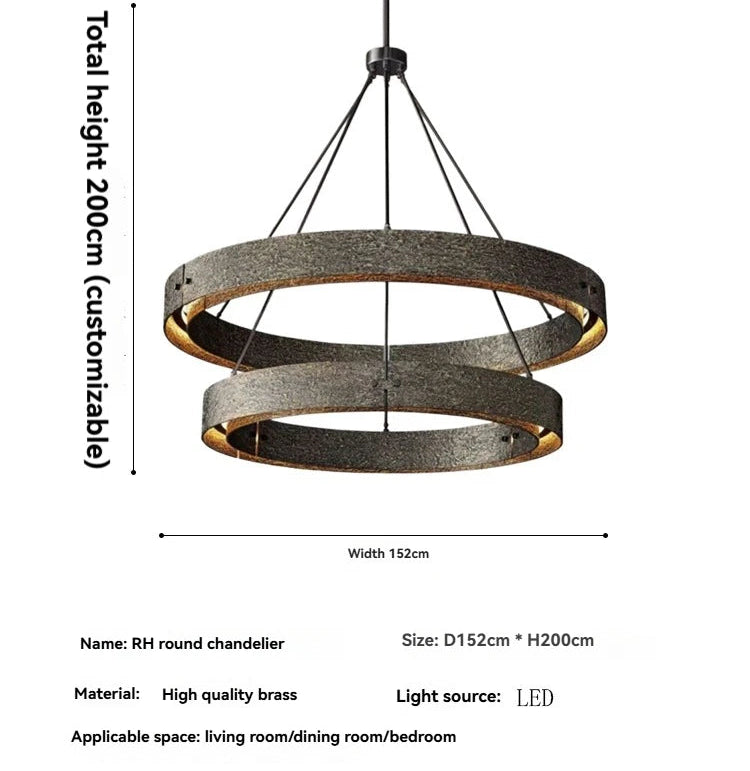 Chandelier with dimensions and specifications on a white background
