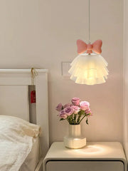 Pink Bow Tiered Chandelier Light for Children's Rooms