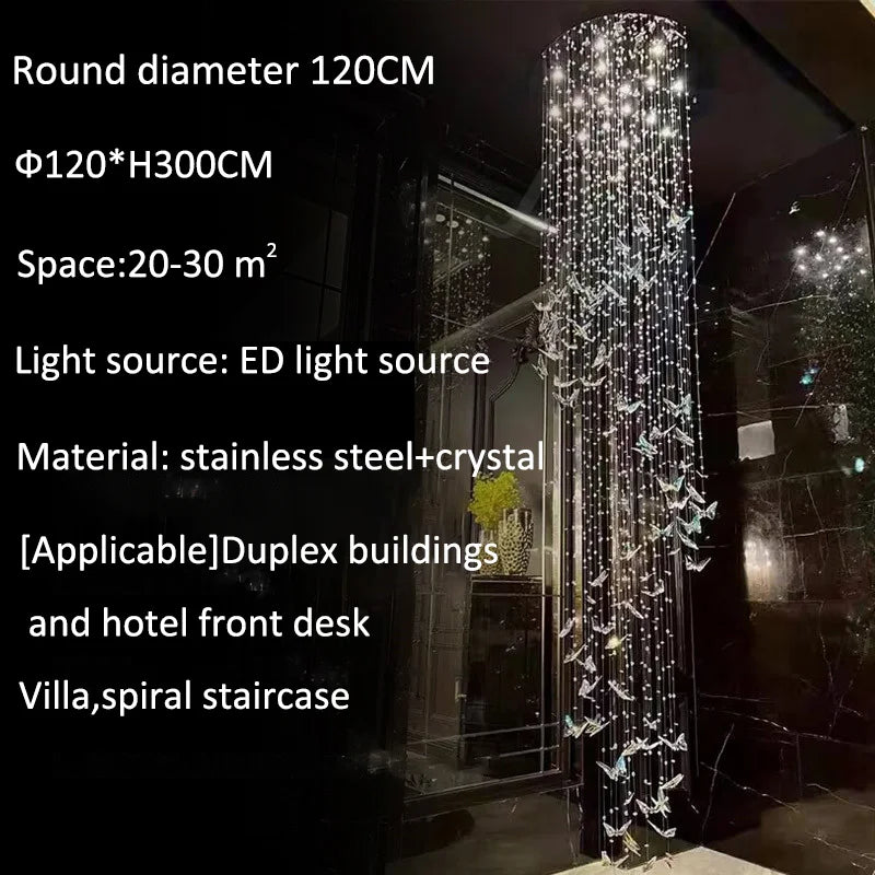 Chandelier with specifications on a dark background