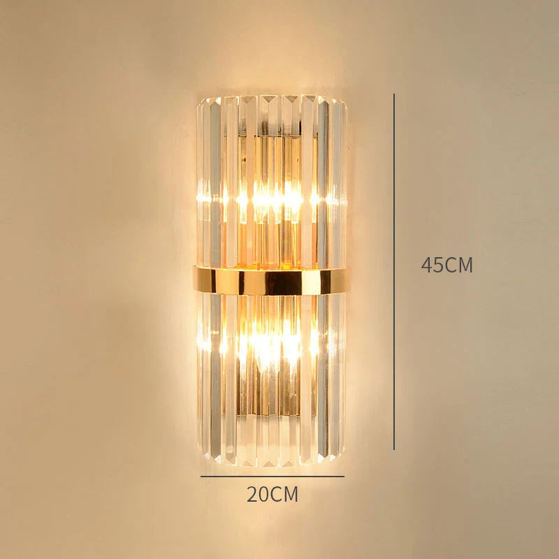 Wall-mounted light fixture with dimensions on a beige background