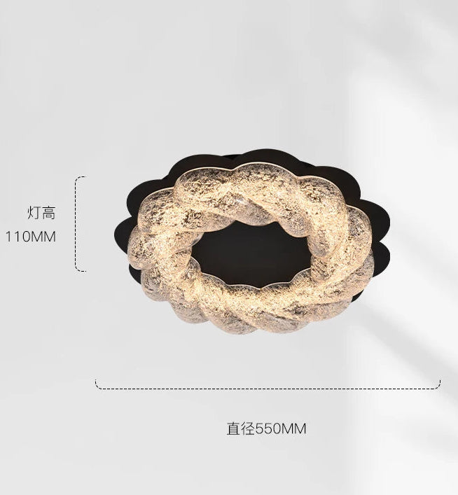 Ceiling light fixture with specifications on a white background