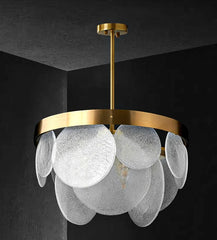 Gold Glass Disc Chandelier Hanging Pendant Light