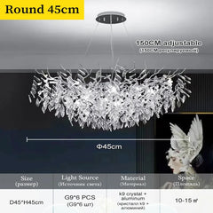 Crystal Branch Chandelier Gold and Silver Leaf Crystal Pendant Light