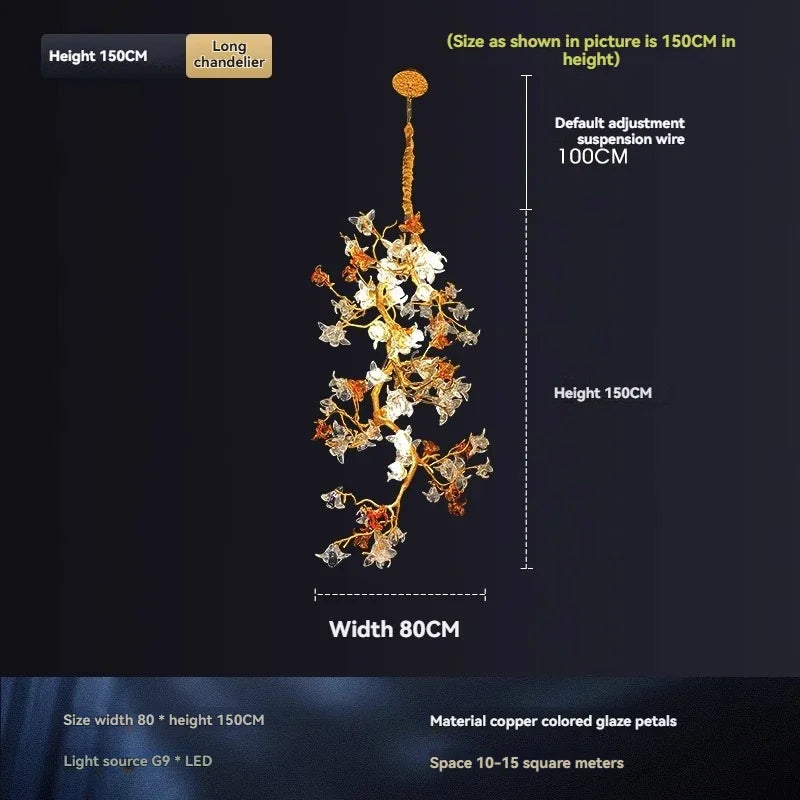 Chandelier with measurements on a dark background