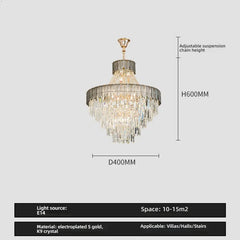 Gold Tiered Crystal Cascading Pendant Light with Blue Accents