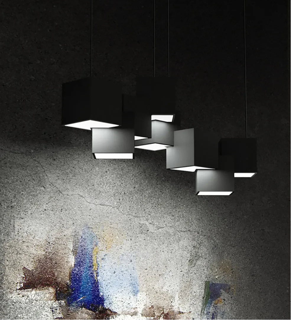 Modern pendant light fixture on a textured wall background