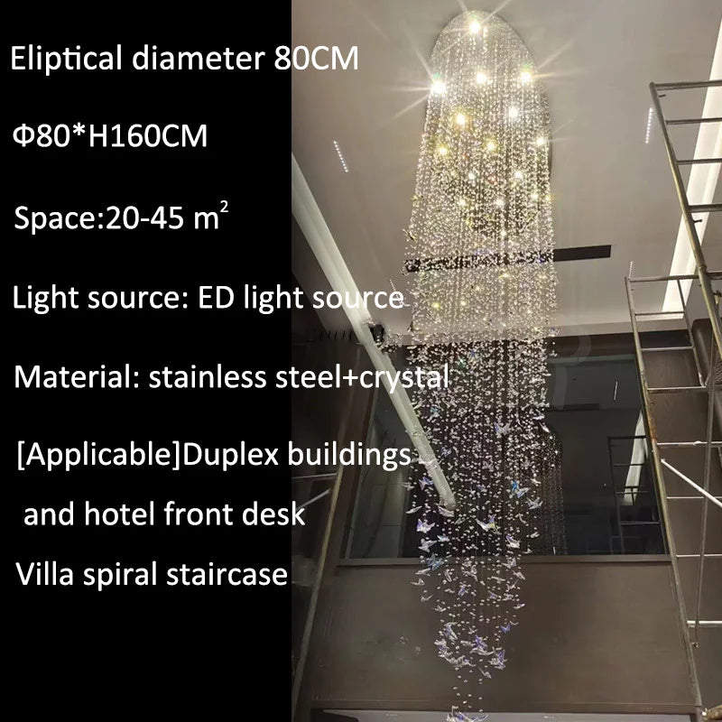 Crystal chandelier with specifications on a black background