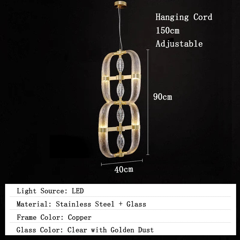 Chandelier with dimensions and specifications on a black background