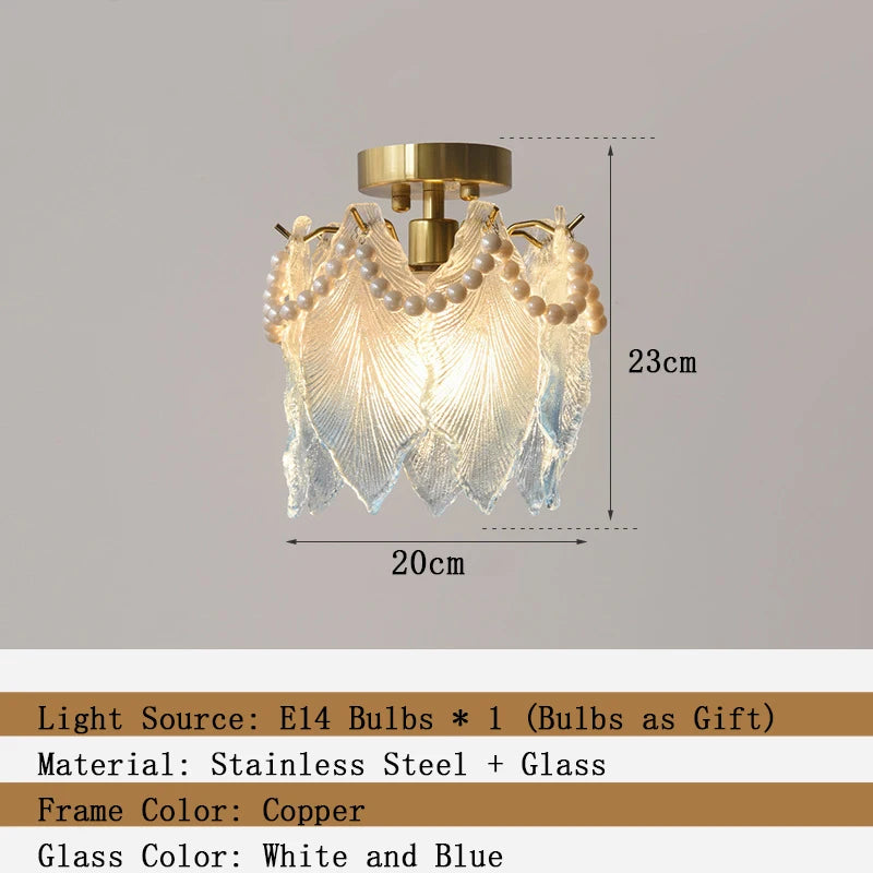 Ceiling light fixture with measurements and product details on a gray background