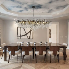 Modern Branch Crystal Chandelier with Teardrop Accents