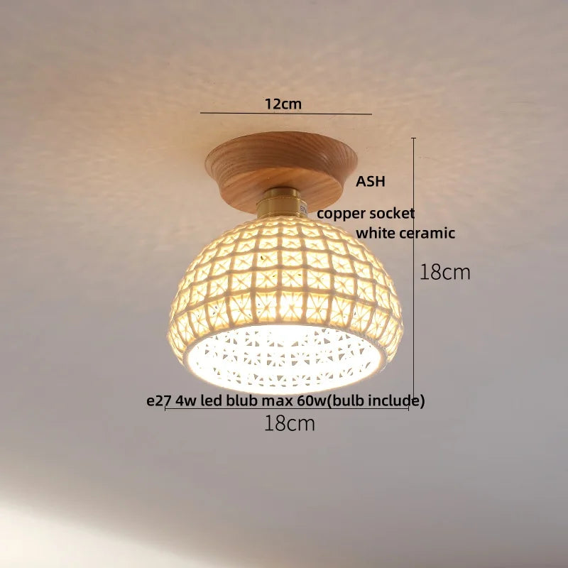 Ceiling light fixture with dimensions labeled on a neutral background