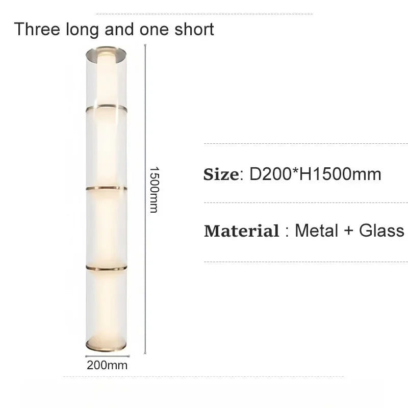 Lamp with dimensions and material details on a white background