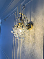 Gold Crystal Wall Sconce Cascading Teardrop Light