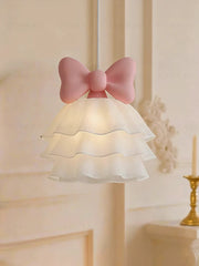 Pink Bow Tiered Chandelier Light for Children's Rooms