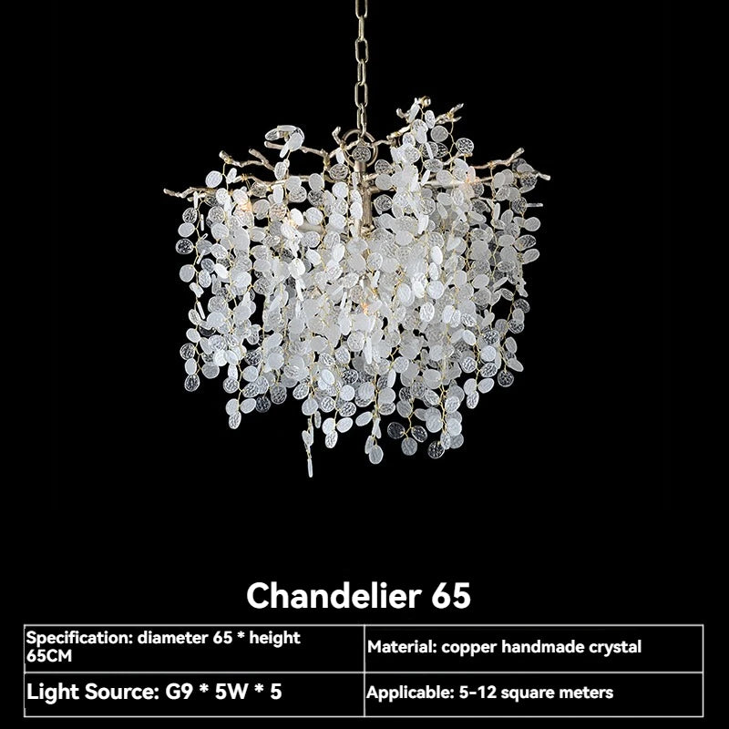 Chandelier with crystal elements on a black background