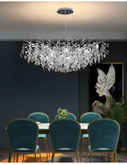Crystal Branch Chandelier Gold and Silver Leaf Crystal Pendant Light